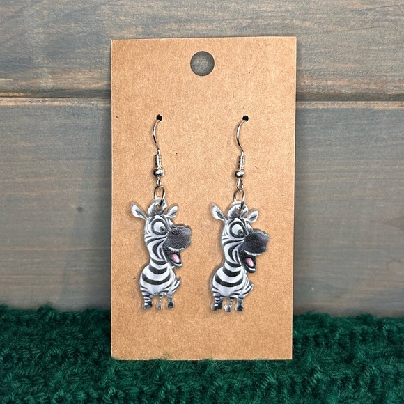 Jewelry - 3/$20 Zebra Cartoon Dangle Earrings